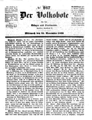 Der Volksbote für den Bürger und Landmann Mittwoch 23. November 1870