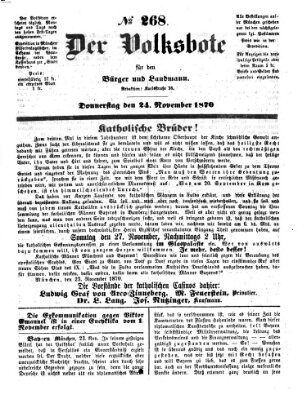 Der Volksbote für den Bürger und Landmann Donnerstag 24. November 1870