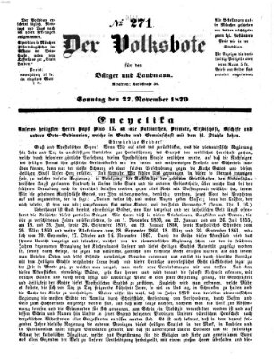 Der Volksbote für den Bürger und Landmann Sonntag 27. November 1870