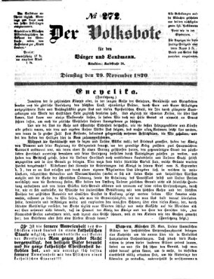 Der Volksbote für den Bürger und Landmann Dienstag 29. November 1870