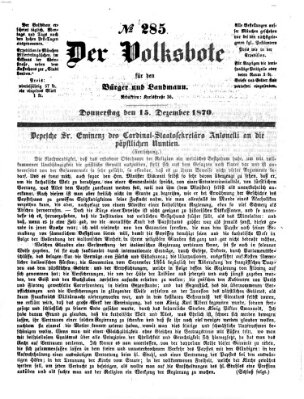 Der Volksbote für den Bürger und Landmann Donnerstag 15. Dezember 1870