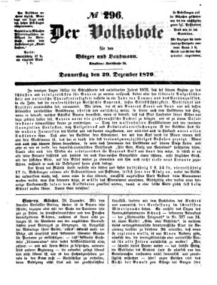 Der Volksbote für den Bürger und Landmann Donnerstag 29. Dezember 1870