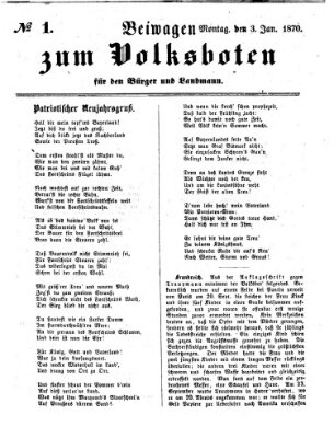 Der Volksbote für den Bürger und Landmann Montag 3. Januar 1870