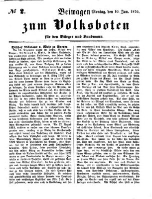 Der Volksbote für den Bürger und Landmann Montag 10. Januar 1870