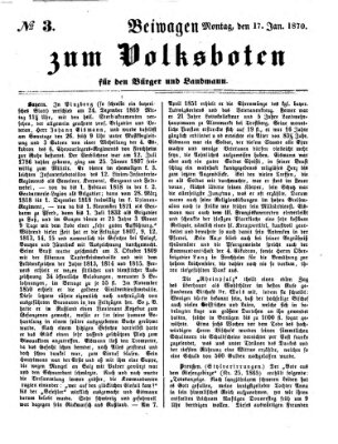 Der Volksbote für den Bürger und Landmann Montag 17. Januar 1870