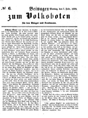 Der Volksbote für den Bürger und Landmann Montag 7. Februar 1870