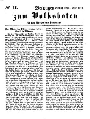 Der Volksbote für den Bürger und Landmann Montag 21. März 1870