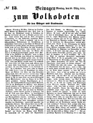 Der Volksbote für den Bürger und Landmann Montag 28. März 1870