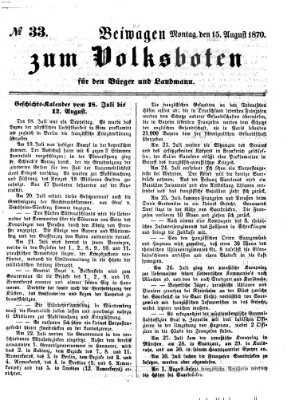 Der Volksbote für den Bürger und Landmann Montag 15. August 1870