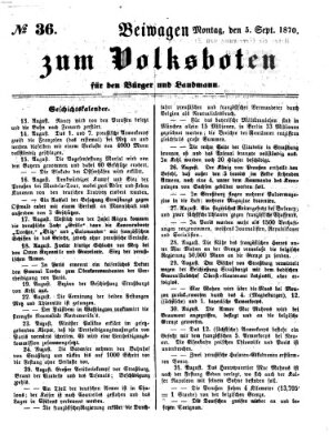 Der Volksbote für den Bürger und Landmann Montag 5. September 1870