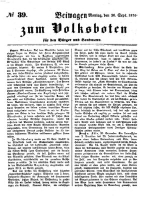 Der Volksbote für den Bürger und Landmann Montag 26. September 1870