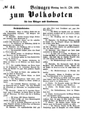 Der Volksbote für den Bürger und Landmann Montag 31. Oktober 1870