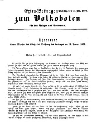 Der Volksbote für den Bürger und Landmann Dienstag 18. Januar 1870