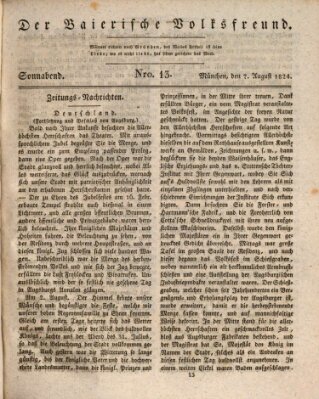 Der bayerische Volksfreund Samstag 7. August 1824