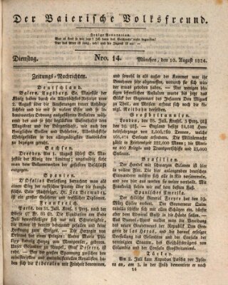 Der bayerische Volksfreund Dienstag 10. August 1824