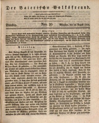 Der bayerische Volksfreund Dienstag 24. August 1824