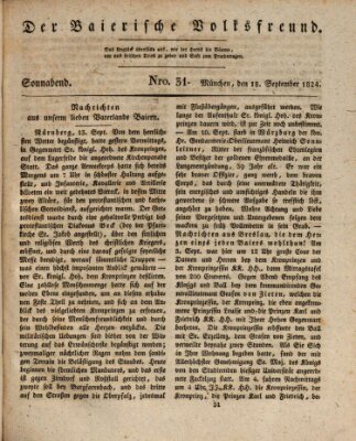 Der bayerische Volksfreund Samstag 18. September 1824