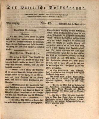 Der bayerische Volksfreund Donnerstag 7. April 1825