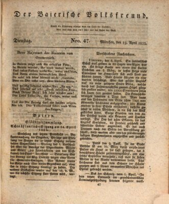 Der bayerische Volksfreund Dienstag 19. April 1825