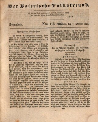 Der bayerische Volksfreund Samstag 1. Oktober 1825