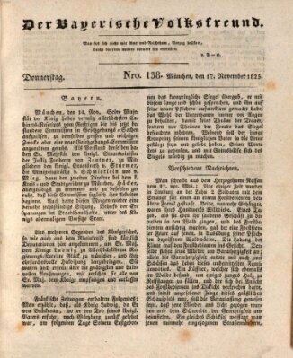 Der bayerische Volksfreund Donnerstag 17. November 1825