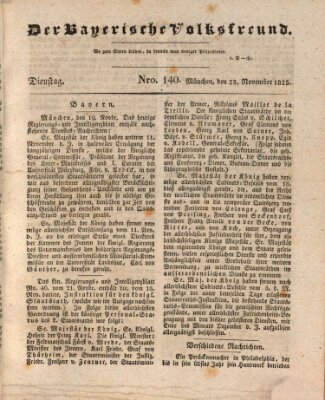 Der bayerische Volksfreund Dienstag 22. November 1825