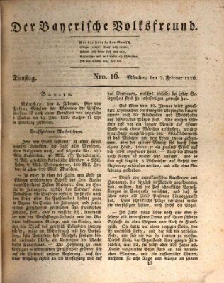 Der bayerische Volksfreund Dienstag 7. Februar 1826