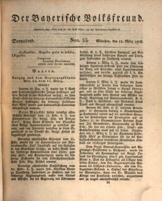 Der bayerische Volksfreund Samstag 18. März 1826