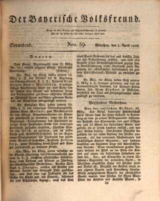 Der bayerische Volksfreund Samstag 1. April 1826