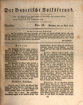 Der bayerische Volksfreund Dienstag 18. April 1826