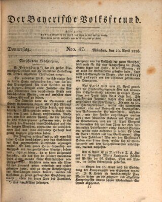 Der bayerische Volksfreund Donnerstag 20. April 1826