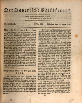 Der bayerische Volksfreund Samstag 22. April 1826