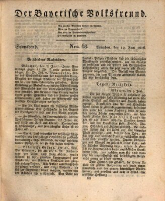 Der bayerische Volksfreund Samstag 10. Juni 1826