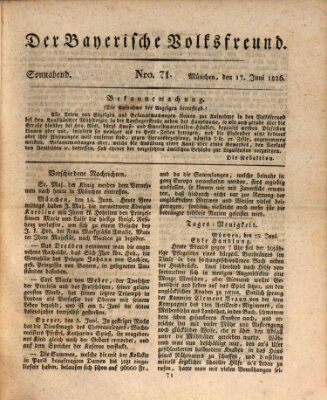 Der bayerische Volksfreund Samstag 17. Juni 1826