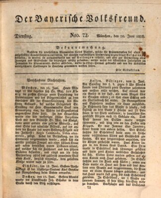 Der bayerische Volksfreund Dienstag 20. Juni 1826