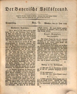 Der bayerische Volksfreund Donnerstag 22. Juni 1826