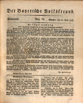 Der bayerische Volksfreund Samstag 24. Juni 1826