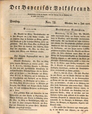 Der bayerische Volksfreund Dienstag 4. Juli 1826