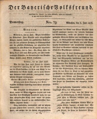 Der bayerische Volksfreund Donnerstag 6. Juli 1826