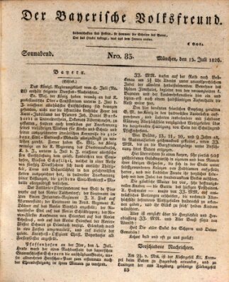 Der bayerische Volksfreund Samstag 15. Juli 1826