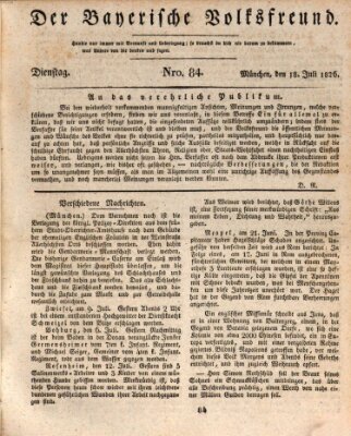 Der bayerische Volksfreund Dienstag 18. Juli 1826