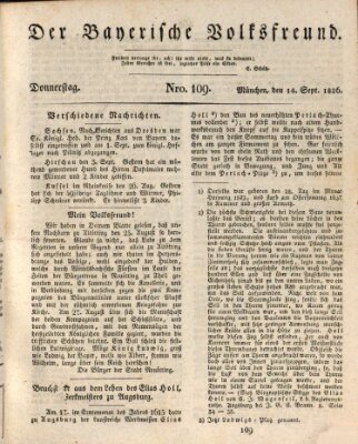 Der bayerische Volksfreund Donnerstag 14. September 1826