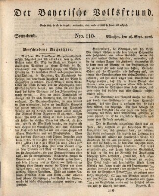 Der bayerische Volksfreund Samstag 16. September 1826