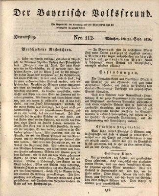 Der bayerische Volksfreund Donnerstag 21. September 1826