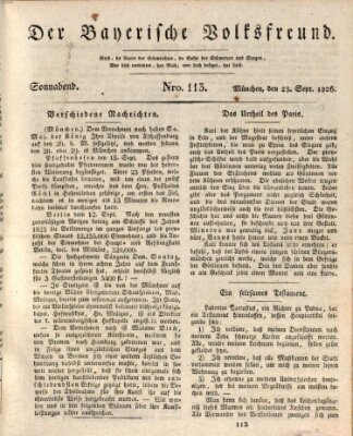 Der bayerische Volksfreund Samstag 23. September 1826