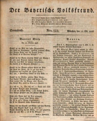 Der bayerische Volksfreund Samstag 14. Oktober 1826