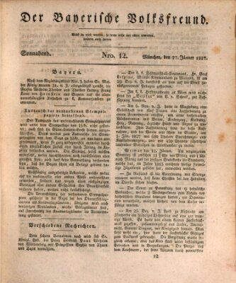 Der bayerische Volksfreund Samstag 27. Januar 1827