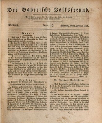 Der bayerische Volksfreund Dienstag 13. Februar 1827