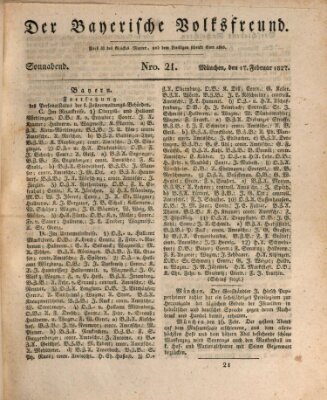 Der bayerische Volksfreund Samstag 17. Februar 1827