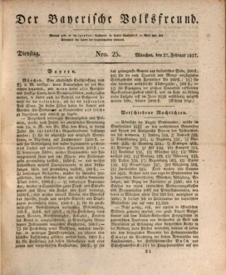 Der bayerische Volksfreund Dienstag 27. Februar 1827